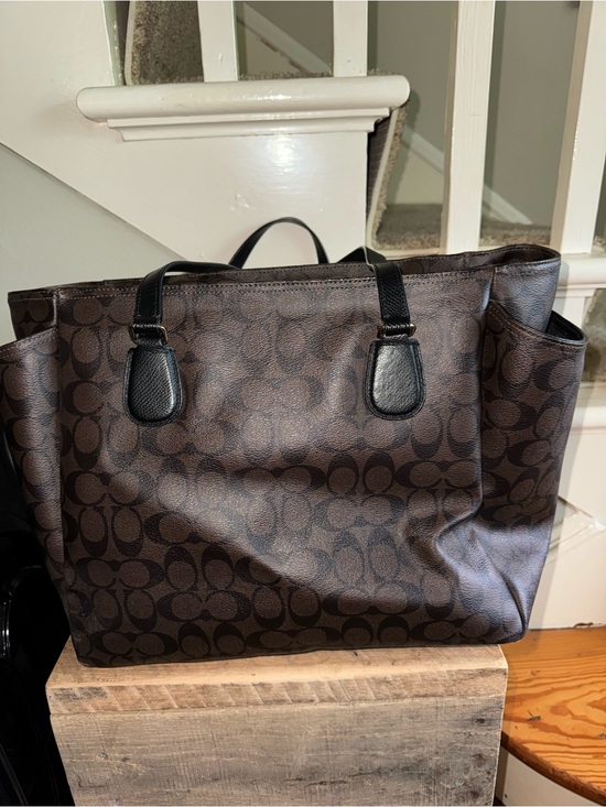 coach f35414 large diaper tote travel bag Nappy Coated Canvas Brown Black (dollars)495 (Black): Buy Online at Best Price in UAE Coach F35414 Coach Diaper Bag